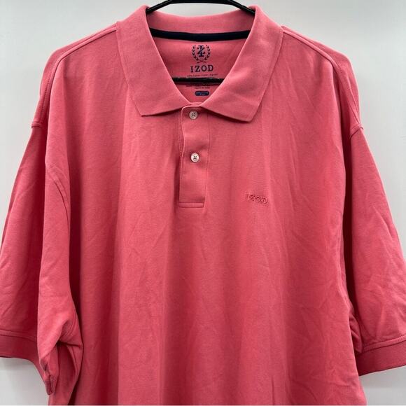 Izod Solid Pink Short Sleeve Two Button Polo Shirt Size XXL - Picture 2 of 7